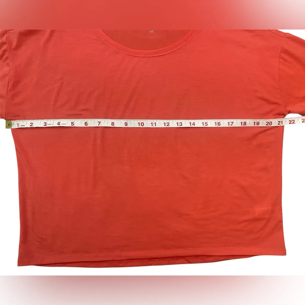 Athleta Orange Studio Crop Crewneck Short Sleeve Tee in Size Small Tall - Image 3