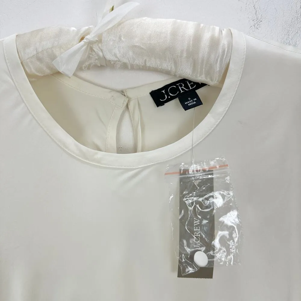J.Crew Drapey Tee Shirt Top Blouse Viscose Ivory Classic Neutral Small NWT - Image 4