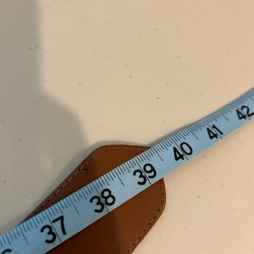 Vintage 90s Saffron Made in Italy Brown Genuine Leather Stone Buckle Belt M - Image 10