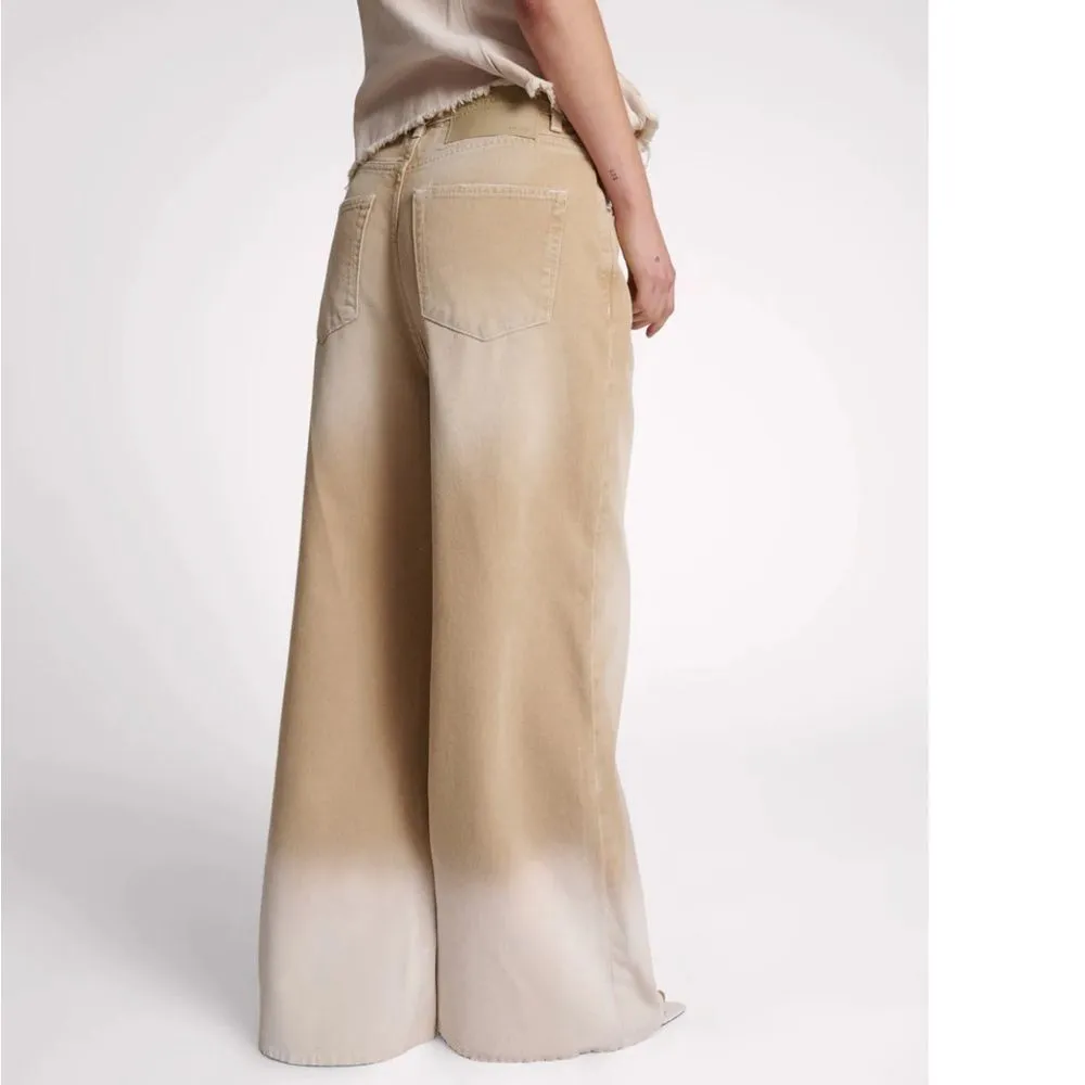 One Teaspoon Love Machines Mid Waist Super Wide Leg Denim Jeans - Butterscotch - Image 4