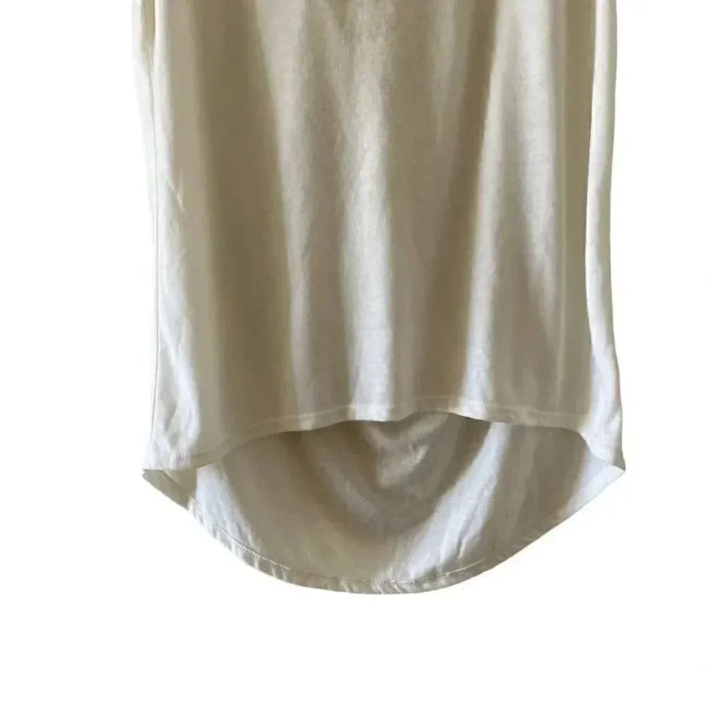 One World White Sleeveless Bohemian  Festival Back Cut Out Solid SZ M # 1223 - Image 3