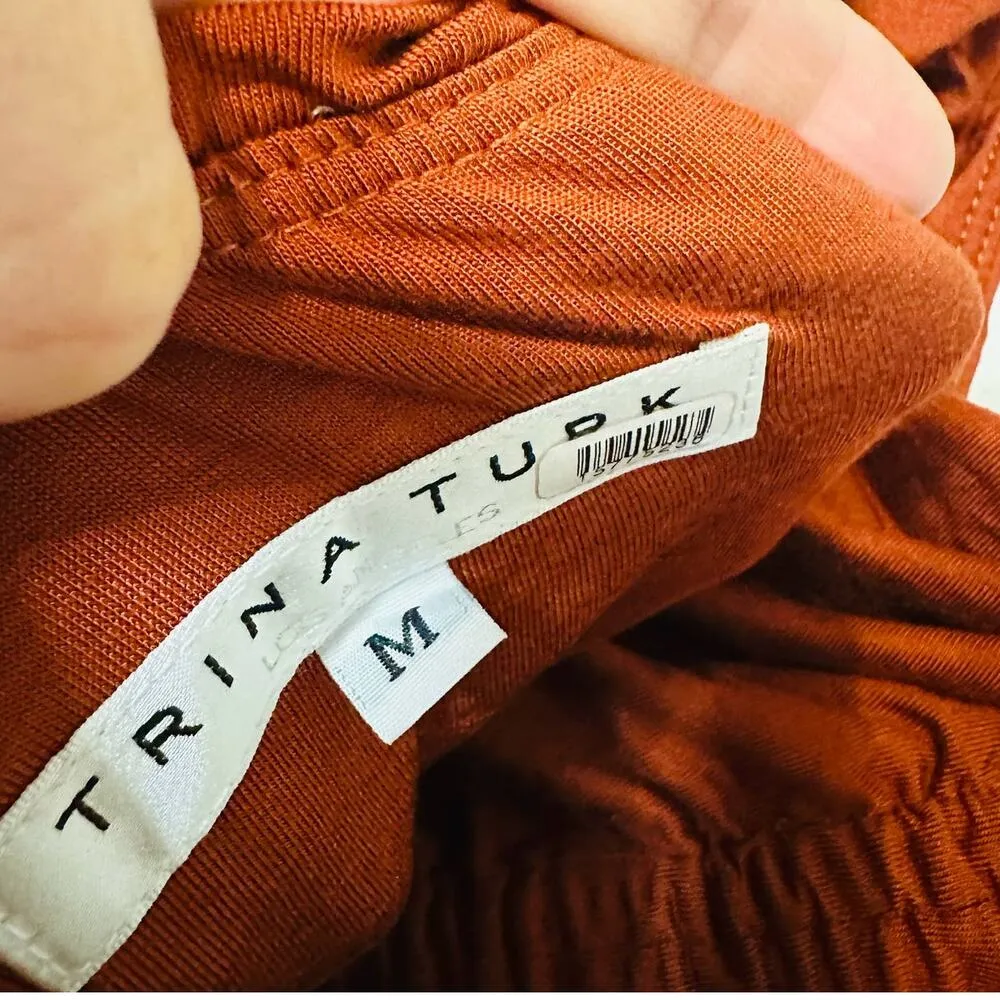 Trina Turk Lianna Cinnamon Brown Halter Neck Keyhole Wide Leg Jumpsuit Size M - Image 9