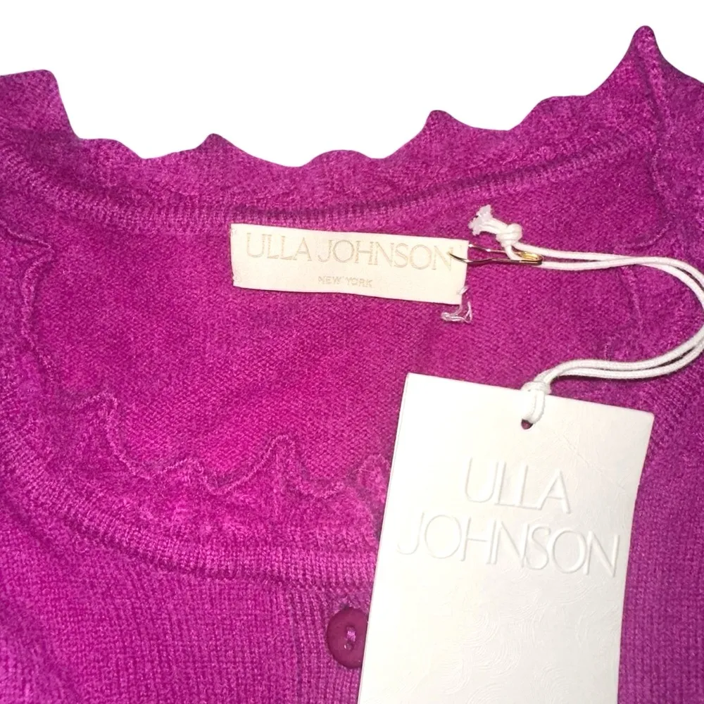 NWT Ulla Johnson Jana Cashmere Ruffle Cardigan in Thistle MEDIUM - Image 3