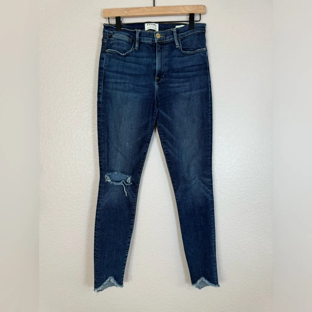 Frame Denim Le High Skinny Revolve $235 Blue Heren size 29 Distressed - Image 2
