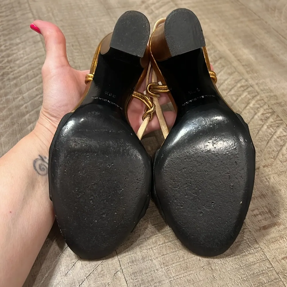 Balenciaga women’s gently used black and gold strappy sandals - Image 8