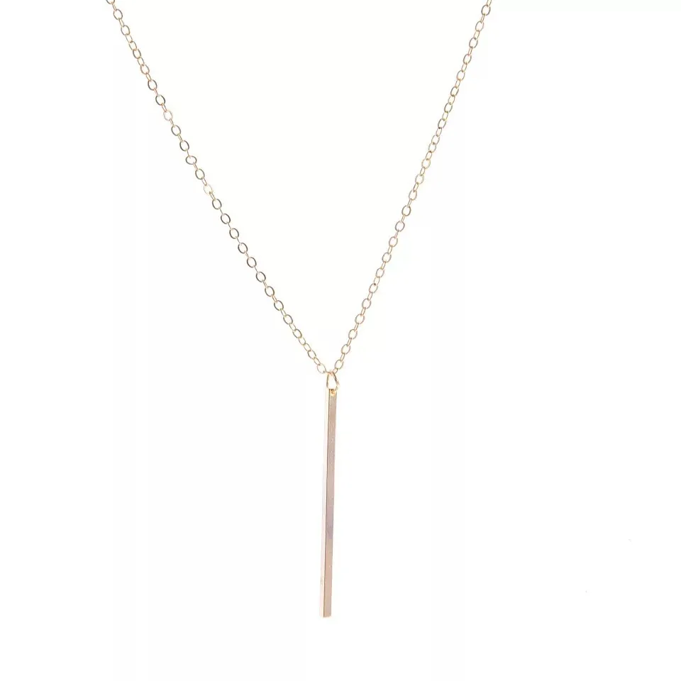 Simple Gold Stick Necklace - Image 2