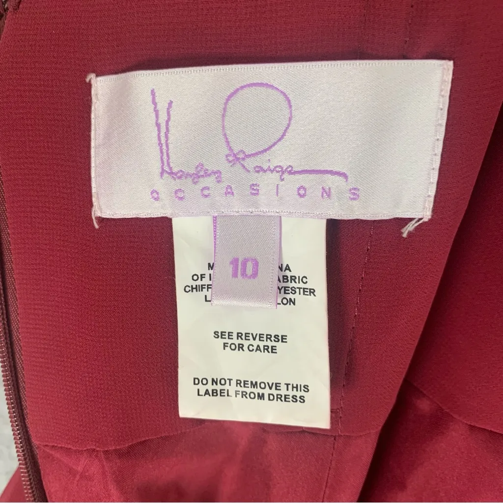 Hayley Paige Occasions Elegant Backless Gown in Burgundy Red Size 10 - Image 4