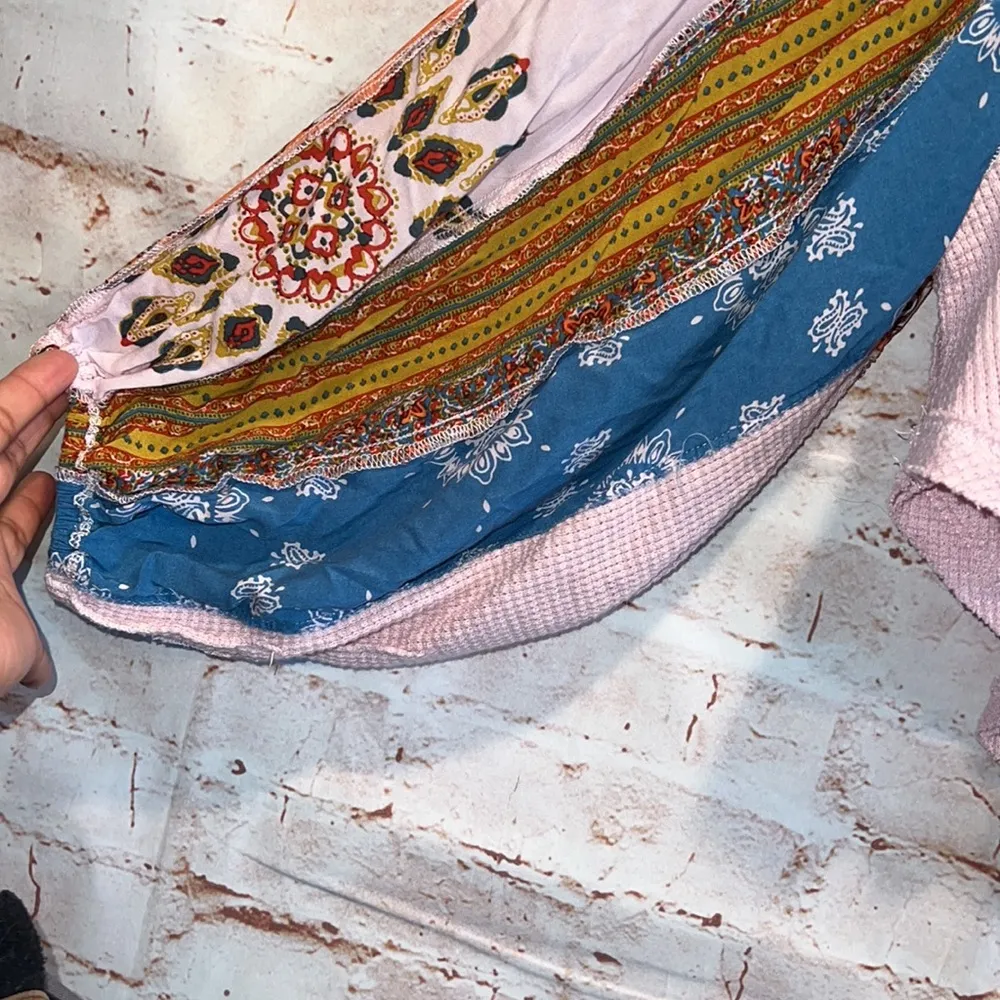 Free people blossom print Dolan balloon sleeve top mixed paisley thermal top - Image 3