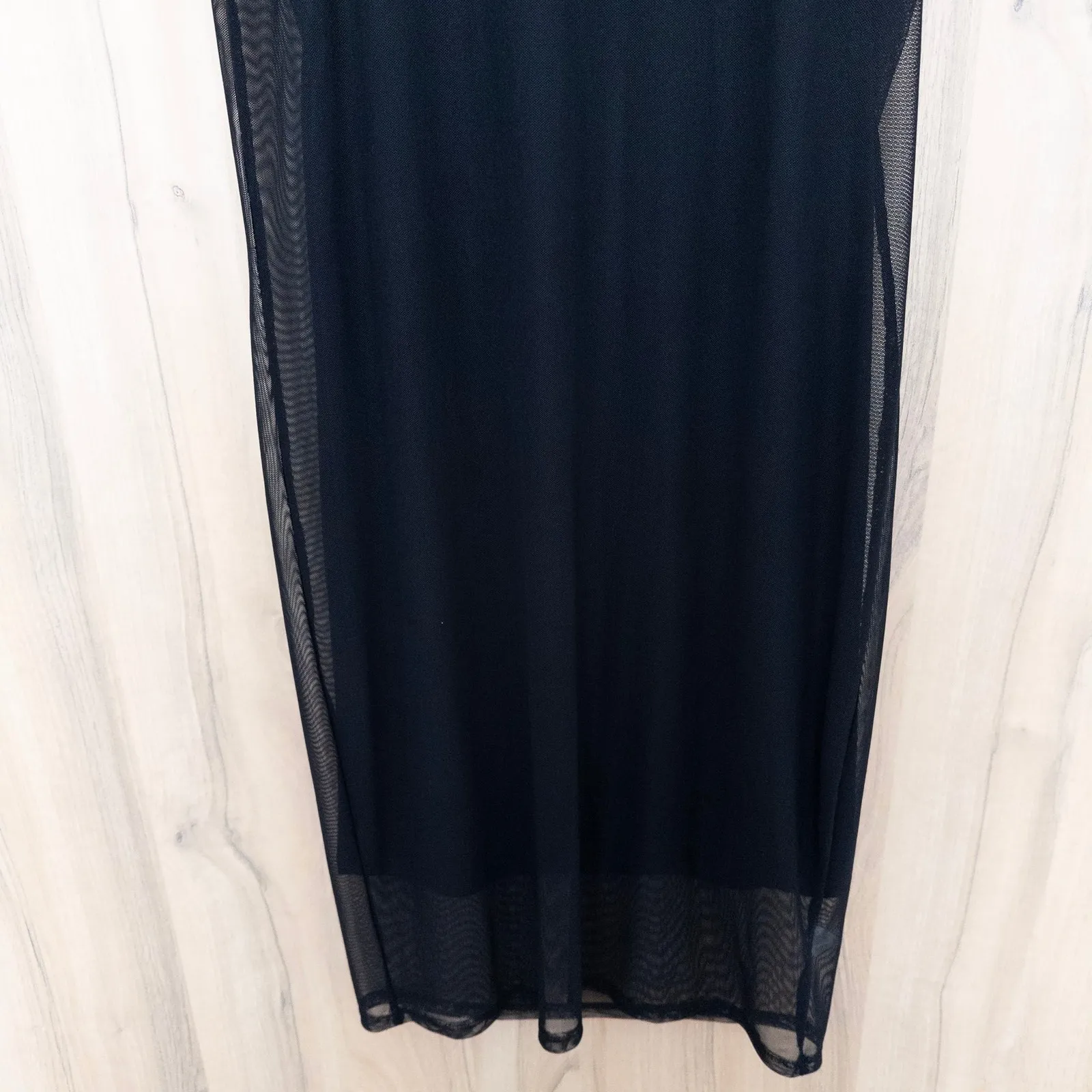 Derek Heart Womens Mesh Sheer Dress Size L Black Midi Y2K Party Going Out - Image 3