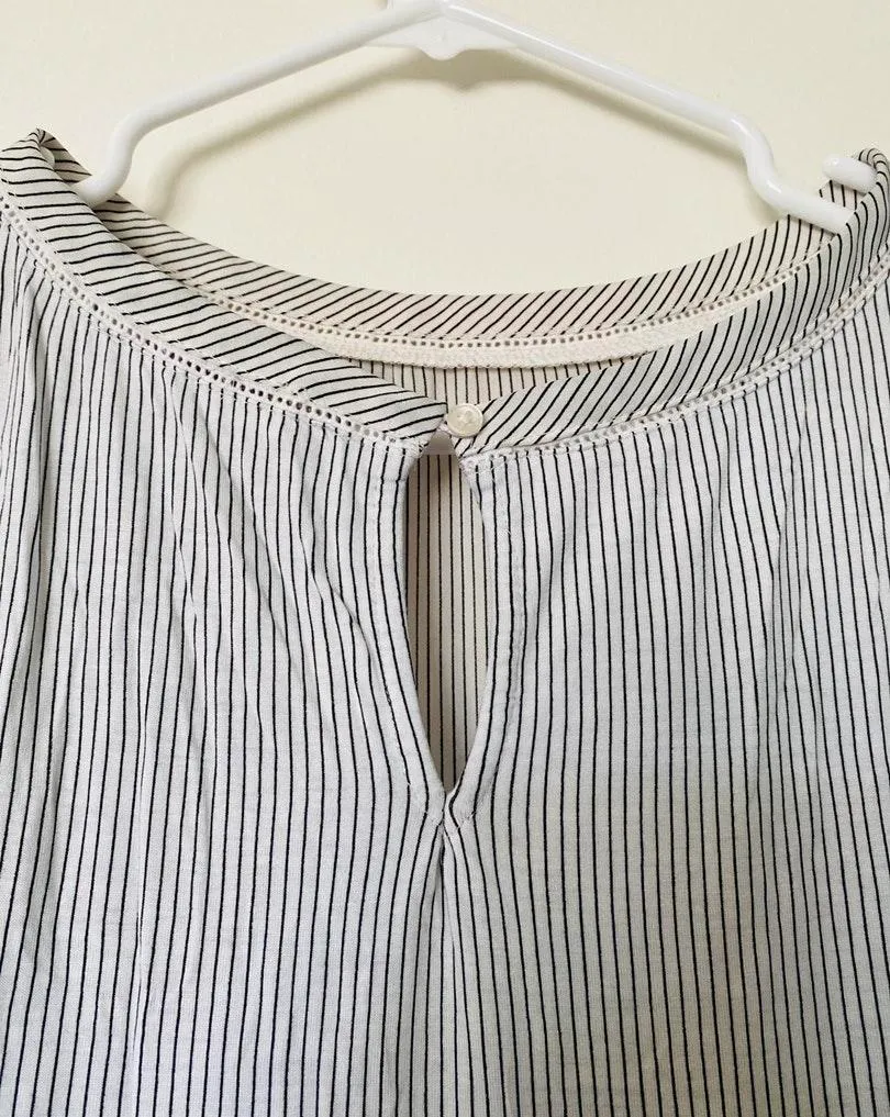 Loft Striped Perforated Lacy Mixed Top - Image 5