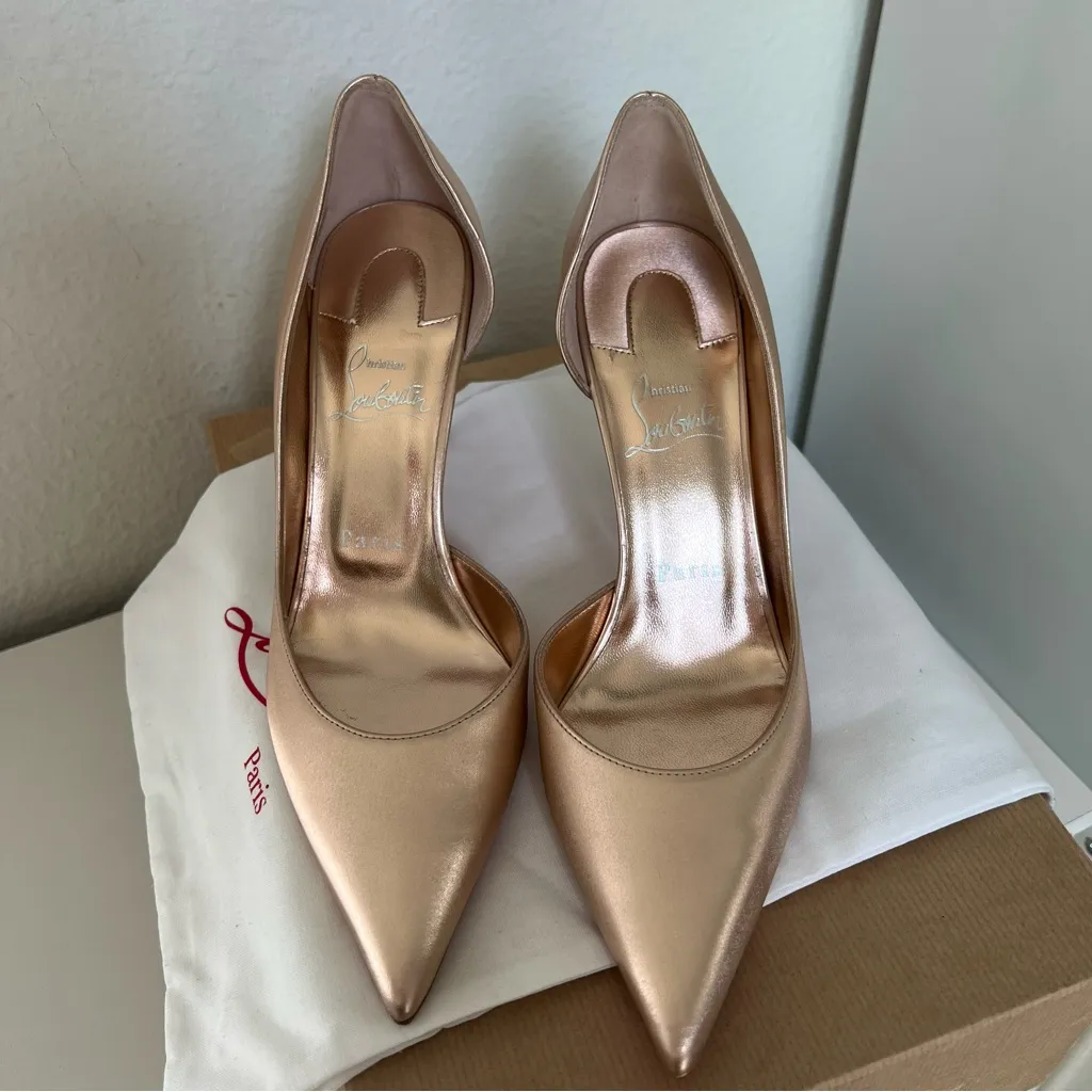 NIB Christian Louboutin Iriza 85mm Leather Pointed Toe Pumps Heels in Leche - Image 5