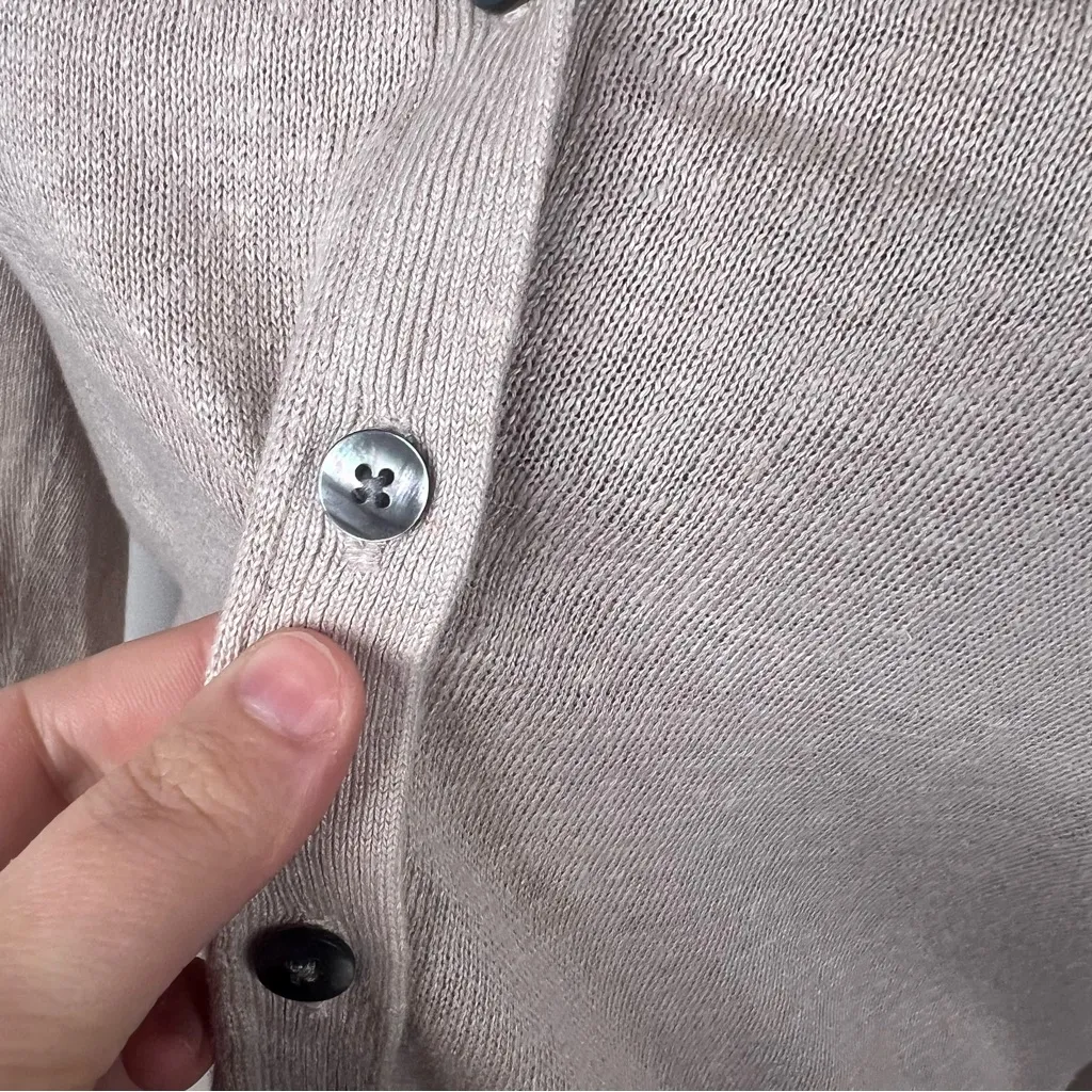 Sz L Garnet Hill 100% Linen Oatmeal Button Ip Cardigan $179 MSRP NWOT - Image 10