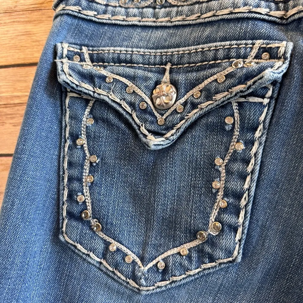 Miss Me Easy Boot Style Distressed Embellished Low Rise Jeans Size 27 - Image 6