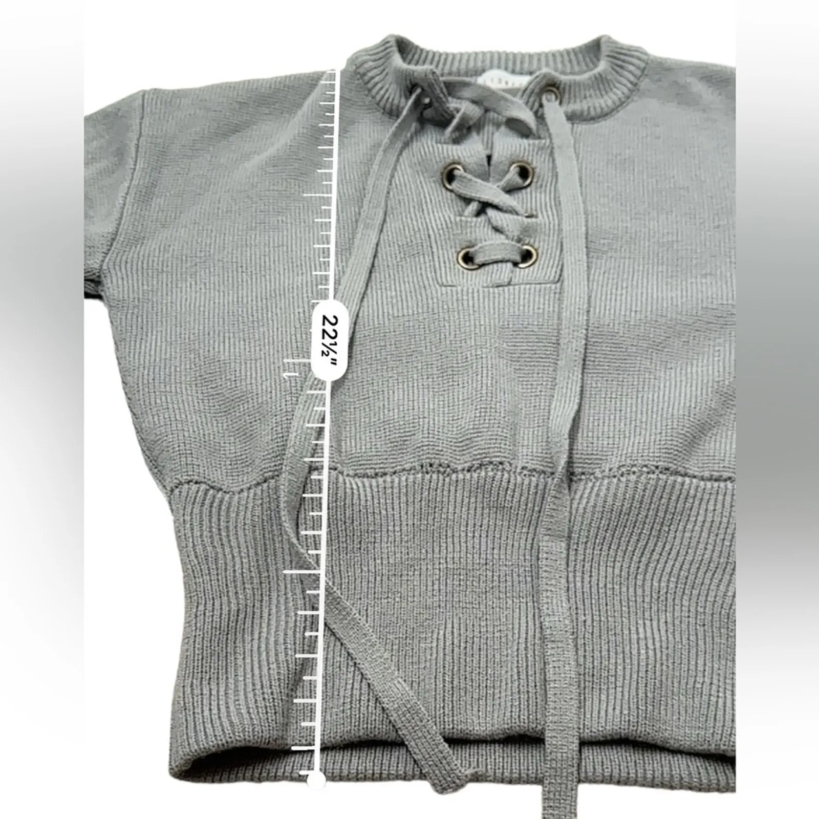 Urban Outfitters Lioness Gray Chunky Lace Up‎ Knit Long Sleeve Sweater Sz S - Image 11