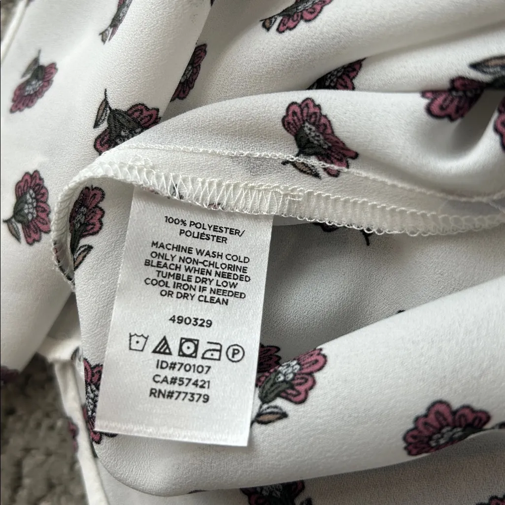 New LOFT Outlet Sleeveless Floral Blouse White Pink Size Small Lightweight Top - Image 6