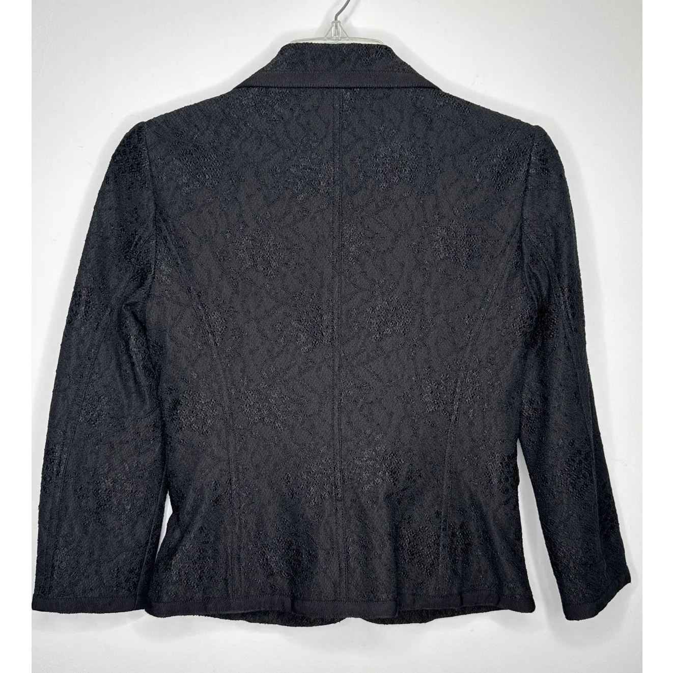 Vintage Diane von Furstenberg DVF Black Lace Blazer formal crystal button Size 0 - Image 5