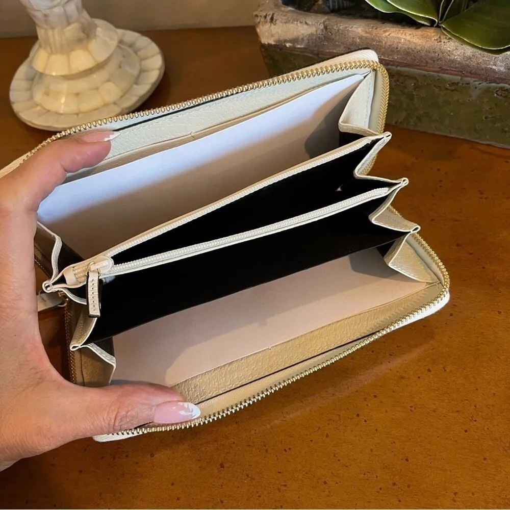 NIB GUCCI GG Marmont Leather Berry Cherry Strawberry White Long Zip Wallet - Image 9