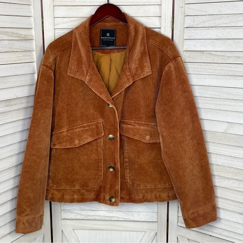 Bagatelle Corduroy Chunky Coat Spice‎ Rust Brown Large - Image 7