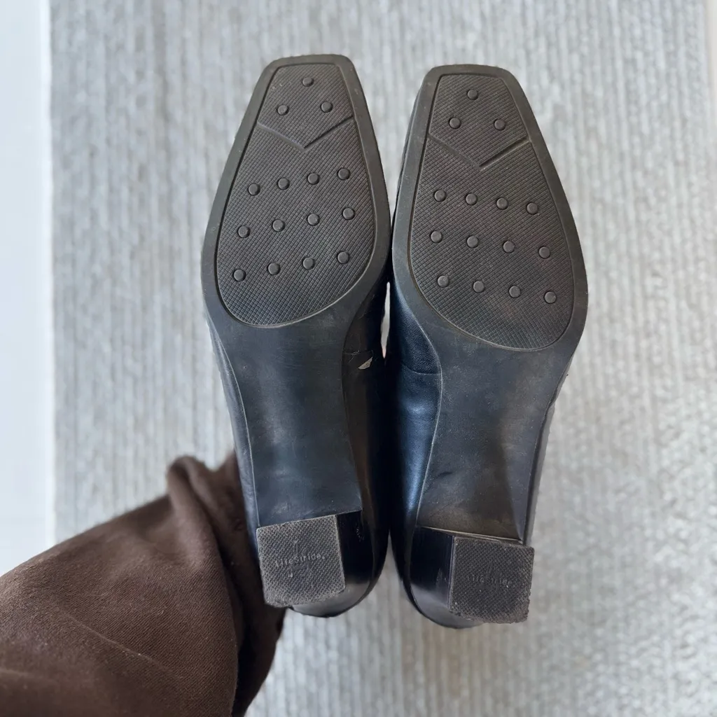 Life Stride Strategy Black Heeled Square Toe Loafer Pumps Tassel Detail Size 8 - Image 9