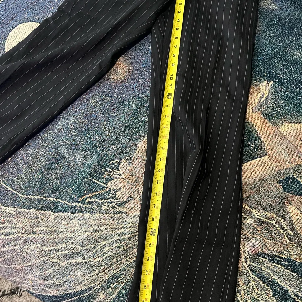 Ann Taylor Y2K Black Wide Leg Pinstripe Retro Pants Baggy SZ 4 High Rise Casual - Image 10