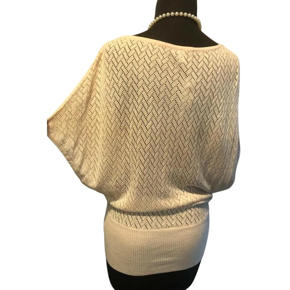 Cache Pink Knit Peek A Boo Faux Wrap Top New Metallic Kissed Plunging V NWT $118 - Image 7