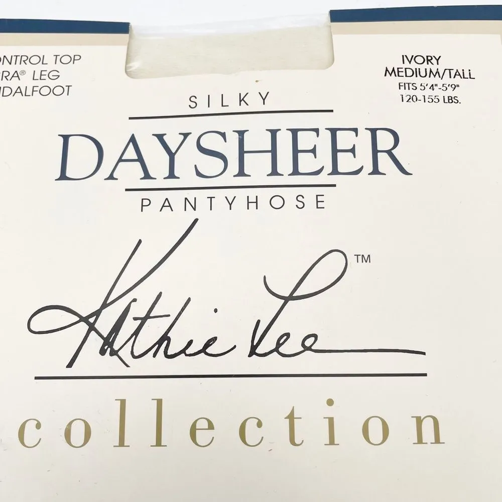 NWT Vintage Kathie Lee Daysheer Control Top Sandalfoot Hose Ivory Sz Medium Tall White - Image 5