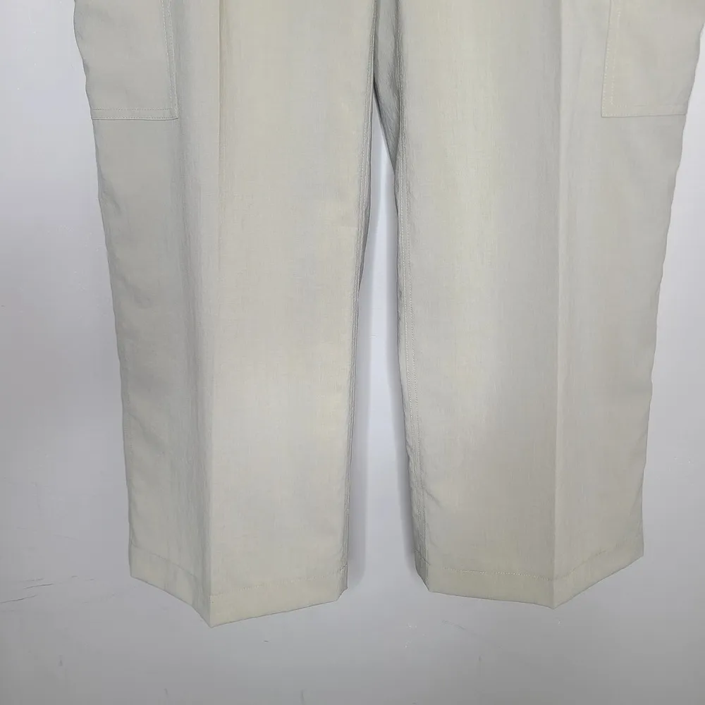 Theory Wide Leg High Rise Utility Cargo Pocket Dress Pant Trousers Crisp Poly 12 - Image 4