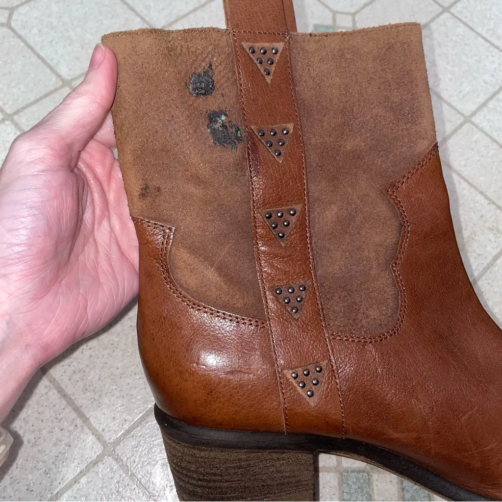 Donald Pliner Daze Western Ankle Boot Women Size 10M Country Boho Cowgirl Preppy Brown - Image 6