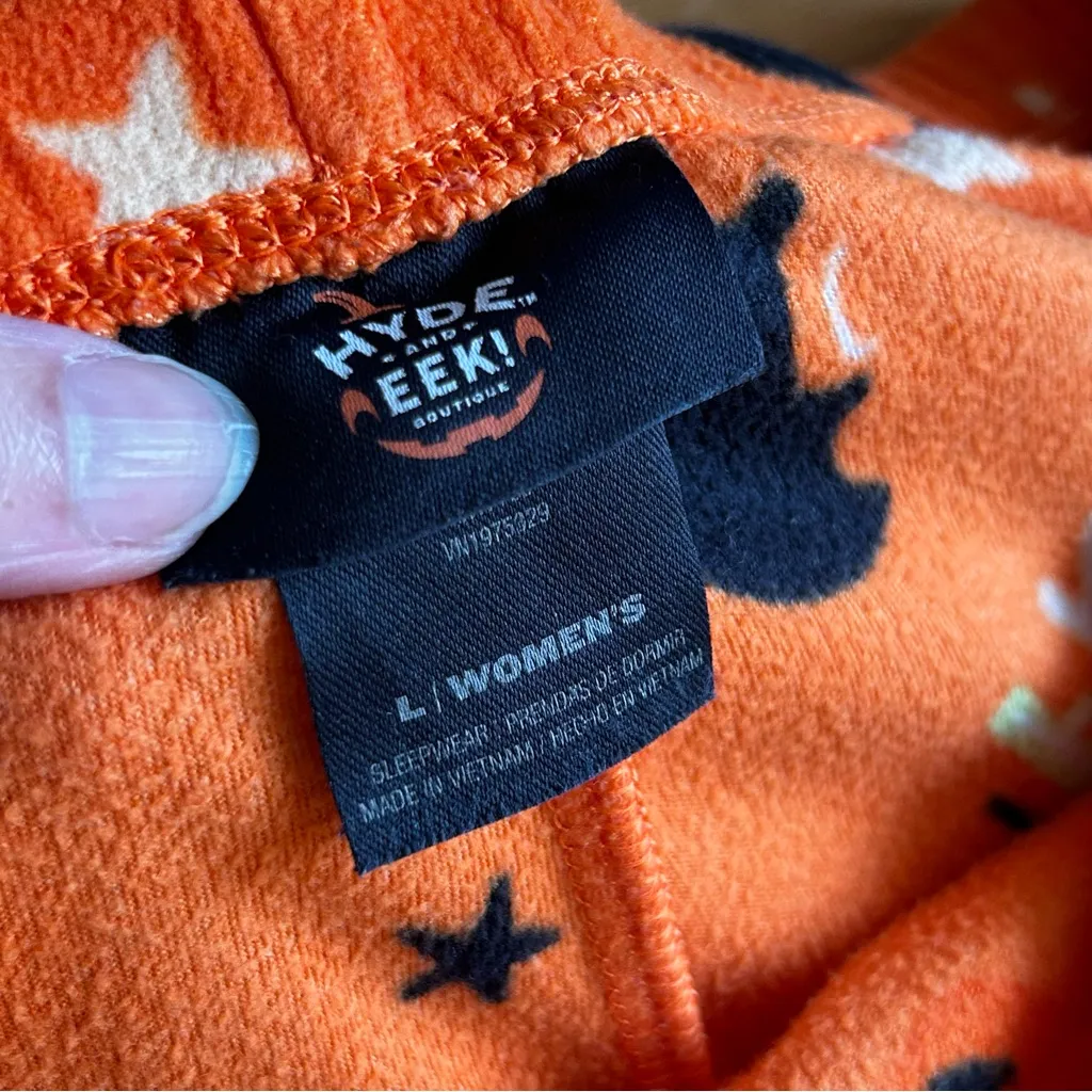 Hyde & Eek! Fun Halloween Fleece Sleep, Lounge Pant, Orange, Black, Size L Orange Size L - Image 5
