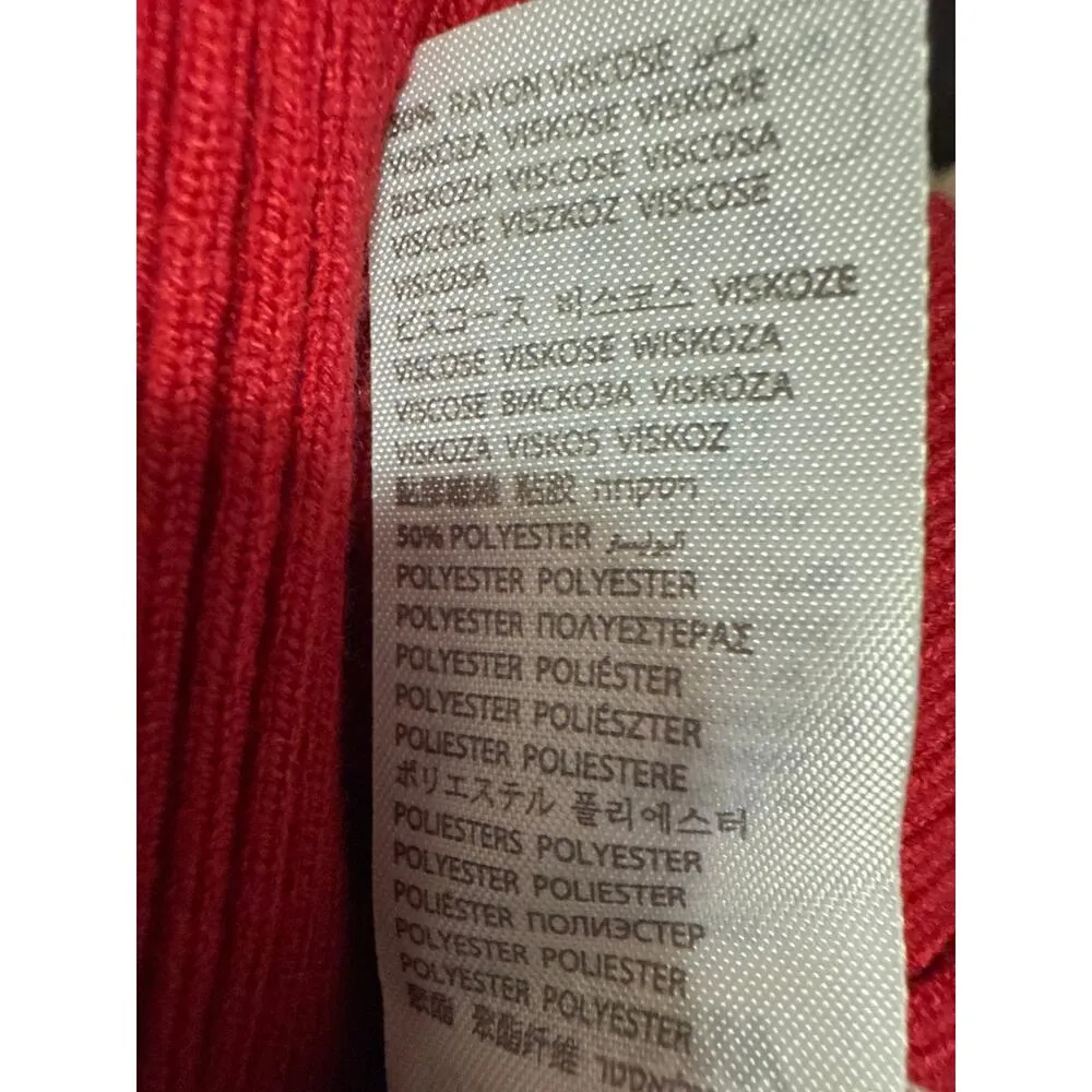 Edikted Natasha Women's Red Ribbed Knit Ribbon Bow Long Sleeve Crop Top Size M - Image 5