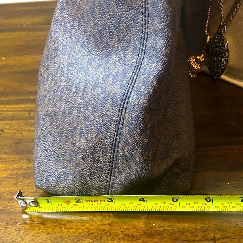 MICHAEL KORS Brown Logo Top Zipper Close Shoulder Bag w Braided Shoulder Strap - Image 6