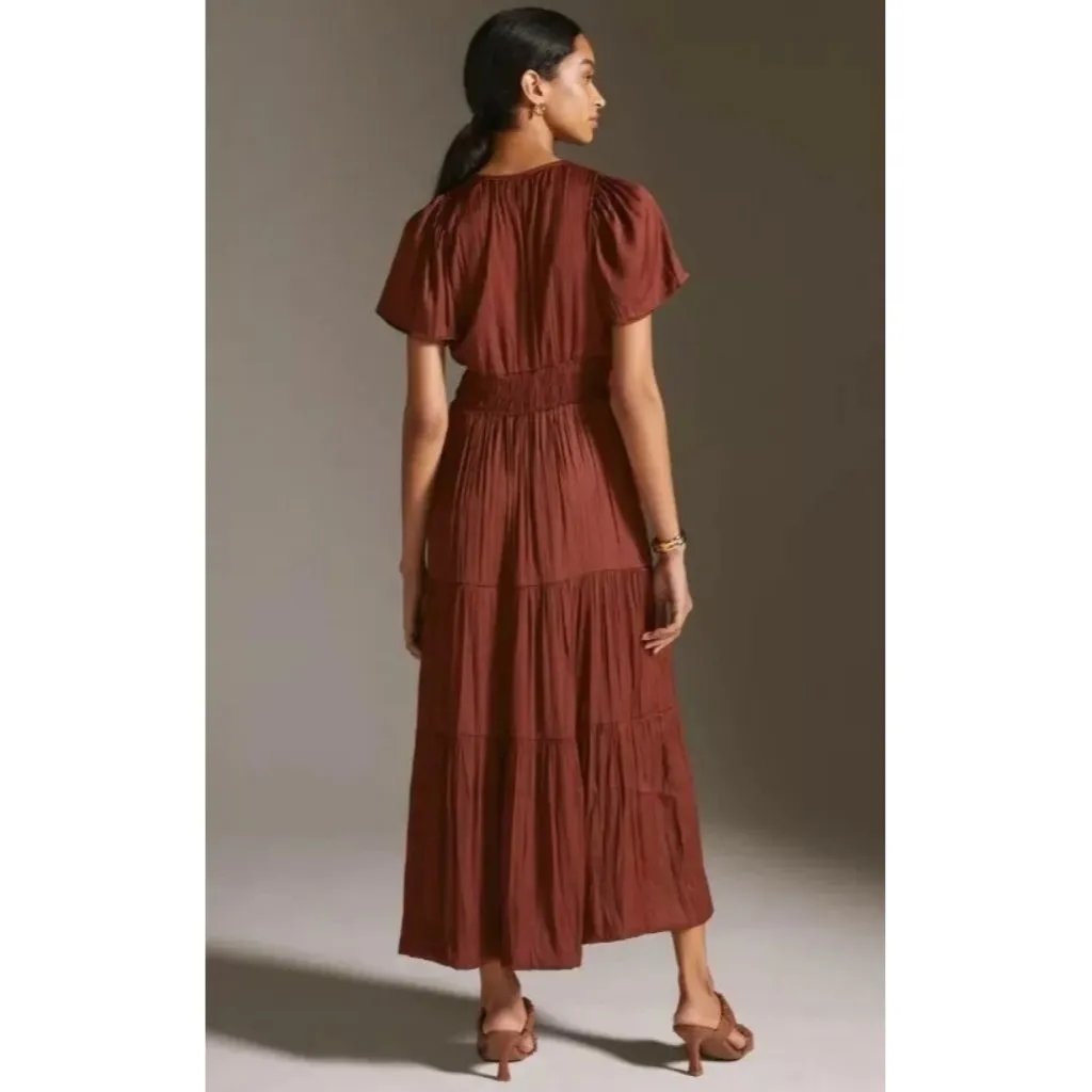 NWT by Anthropologie The Somerset Maxi in Brown Satin Lumensilk Edition Dress 2X - Image 3