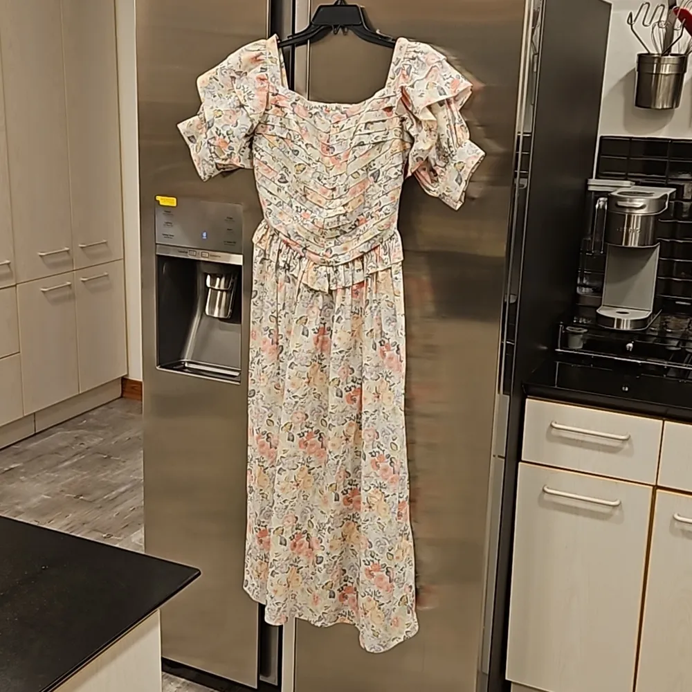 đź’•LAURA ASHLEY x BATSHEVAđź’• Eden Dress ~ Quartet Cream Floral Print 2 NWOT - Image 12