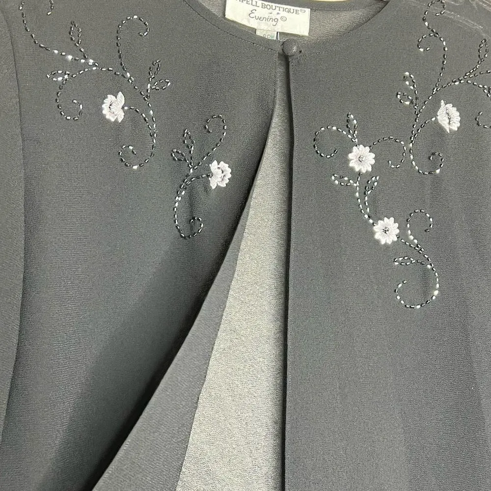 Vintage Papell Boutique Evening‎ Sheer Coverup Black Size 8P - Image 4