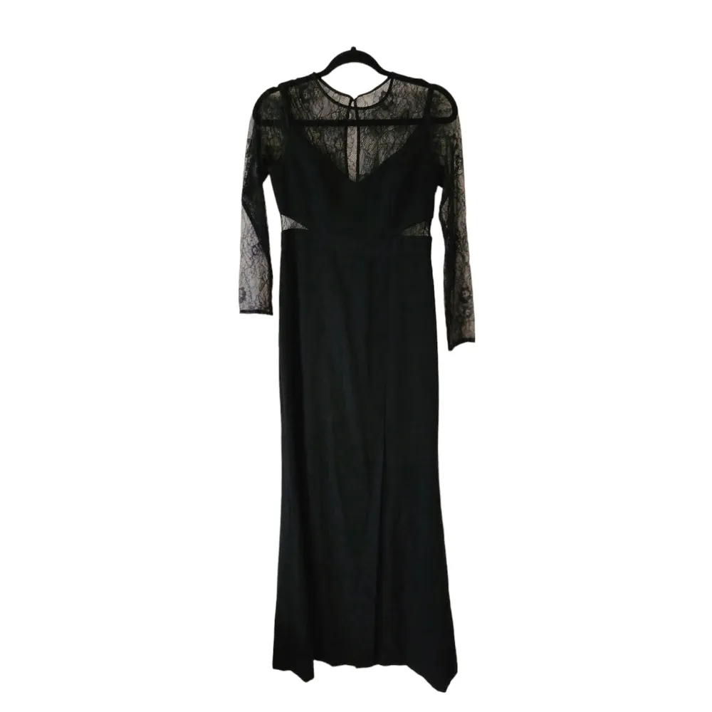 Aidan Mattox Maxi Long Sleeves Lace Bodice Evening Dress w/Slit Size 4 Black NWT - Image 11