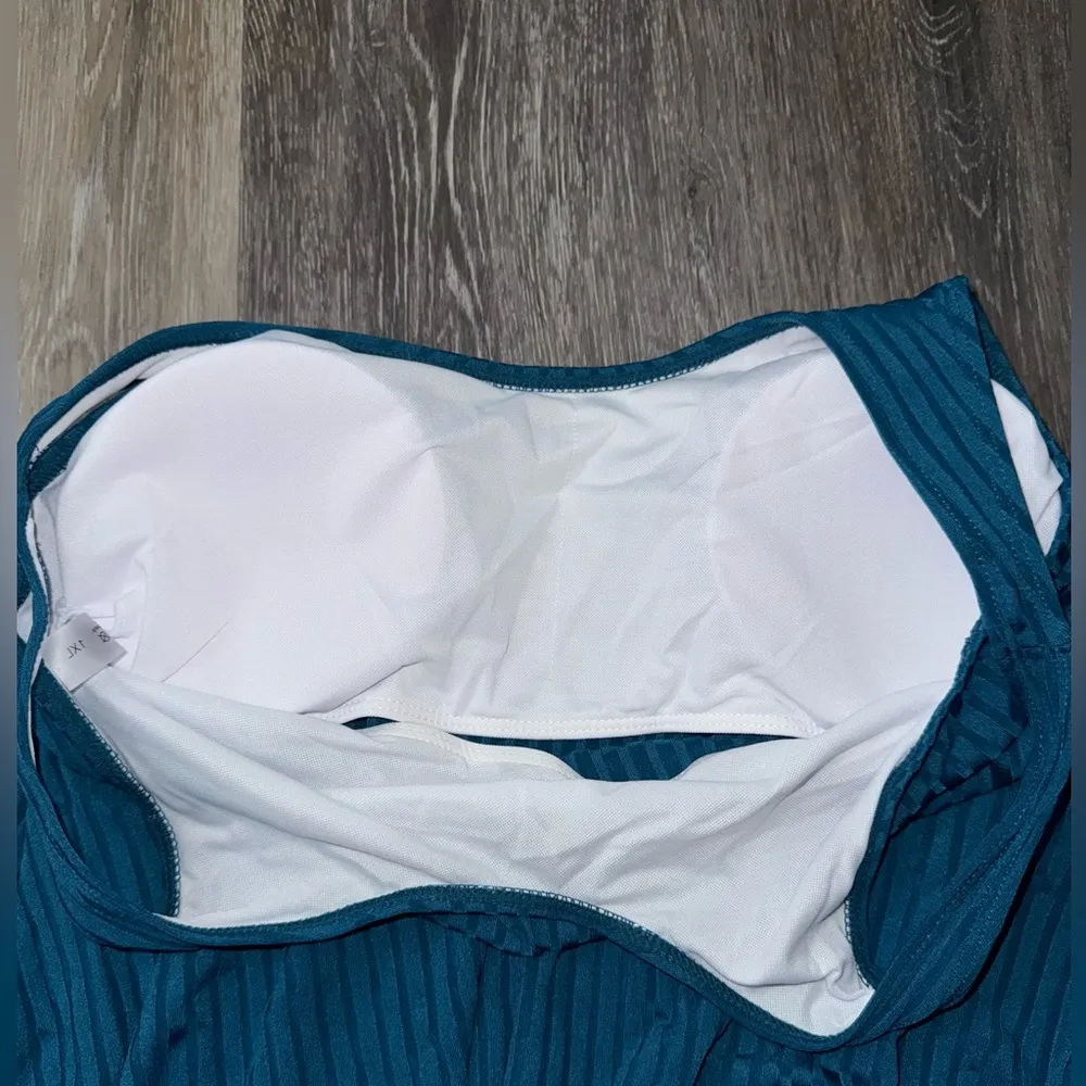 Blue Athletic Tank Top with Built In Sports Bra - Image 3