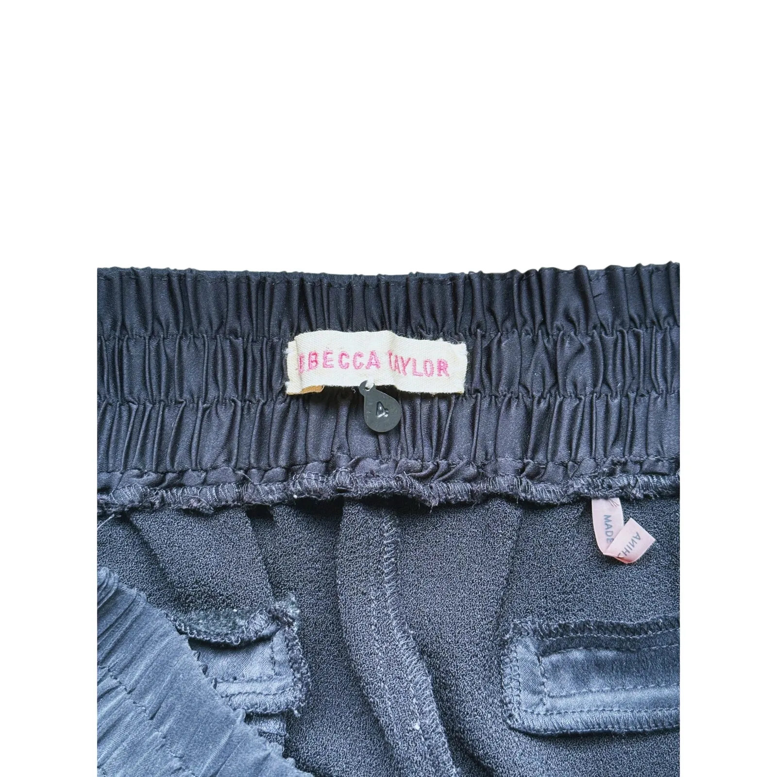 Rebecca Taylor Quiet Luxury Silk Pull-On Crepe Pant 4 Black Stretch Minimalist - Image 4