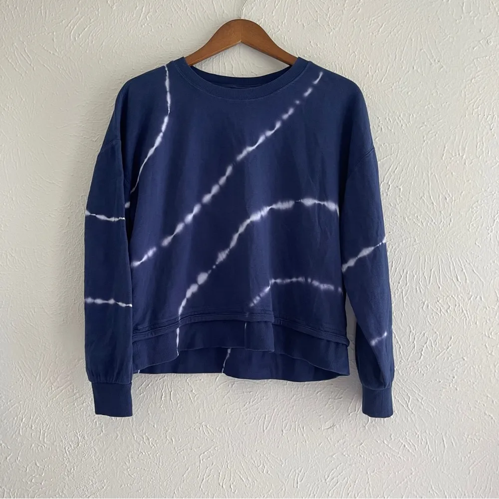 Athleta Sundown Sweatshirt Tie Dye Pullover Top Navy Blue women’s Size S - Image 2
