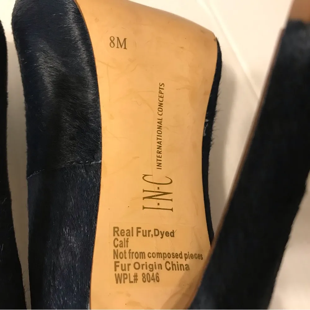 INC Lilly high heel platform pony hair upper women size 8 M - Image 11