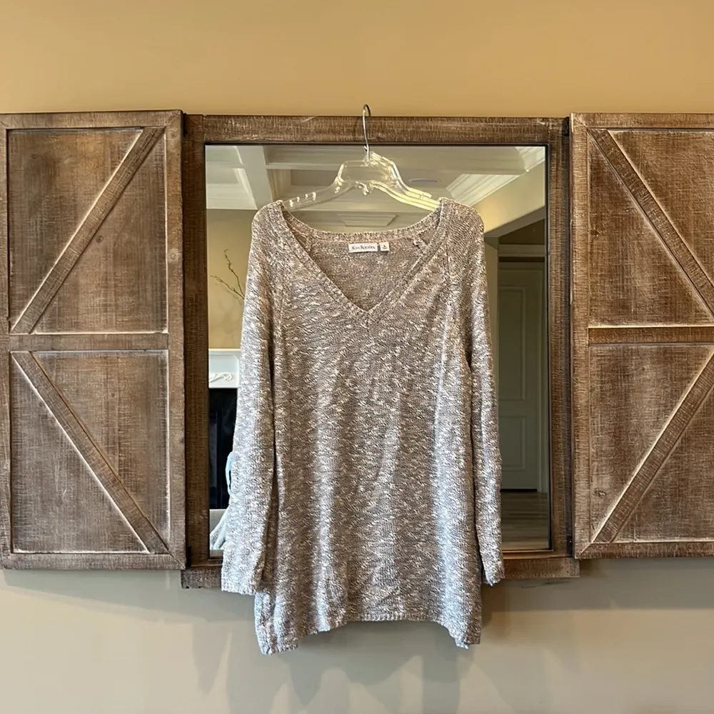 Oversized Cozy Comfy Sweater V Neck Womens medium Short Dress Tunic - Image 10