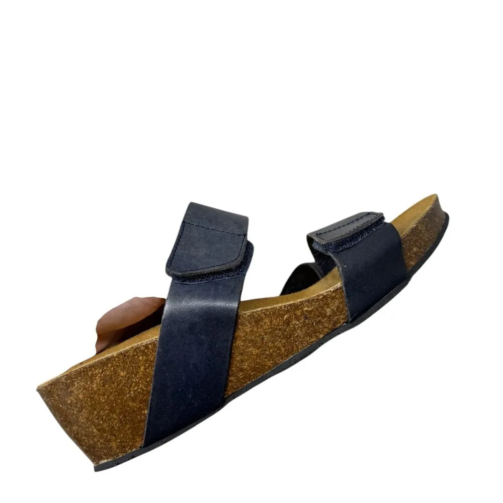 Lola Sabbia Eric Michael Black Leather Strappy Wedge Sandals Womens 38 US 7.5-8 - Image 6