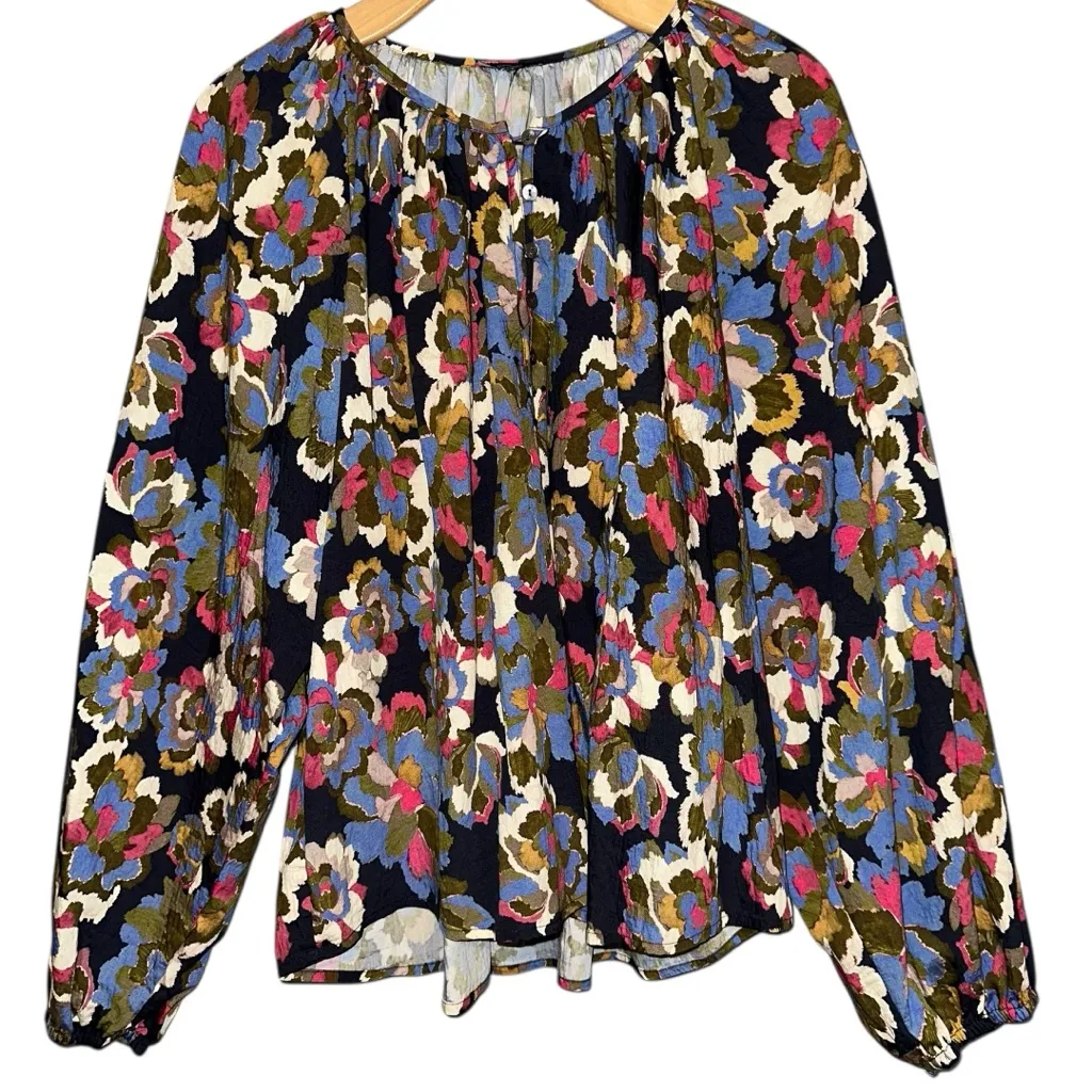 Rails Womens Size XL Navy Blue Wildflower Indi Collarless Shell Button Top Shirt - Image 6