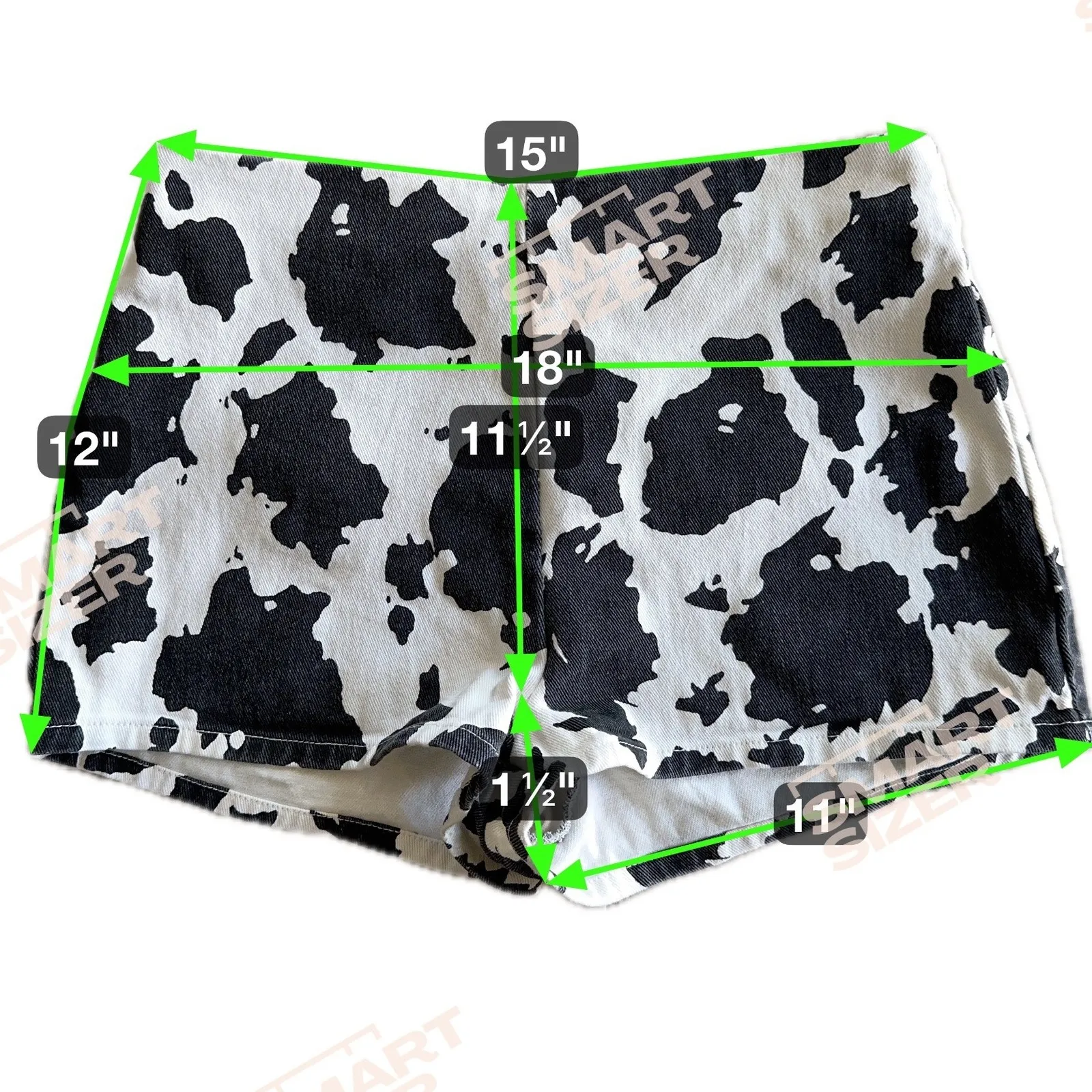 Le Lis Cow Print High Waisted Denim Shorts Indie Sleaze Western Cowgirl Y2K LRG White Size L - Image 7