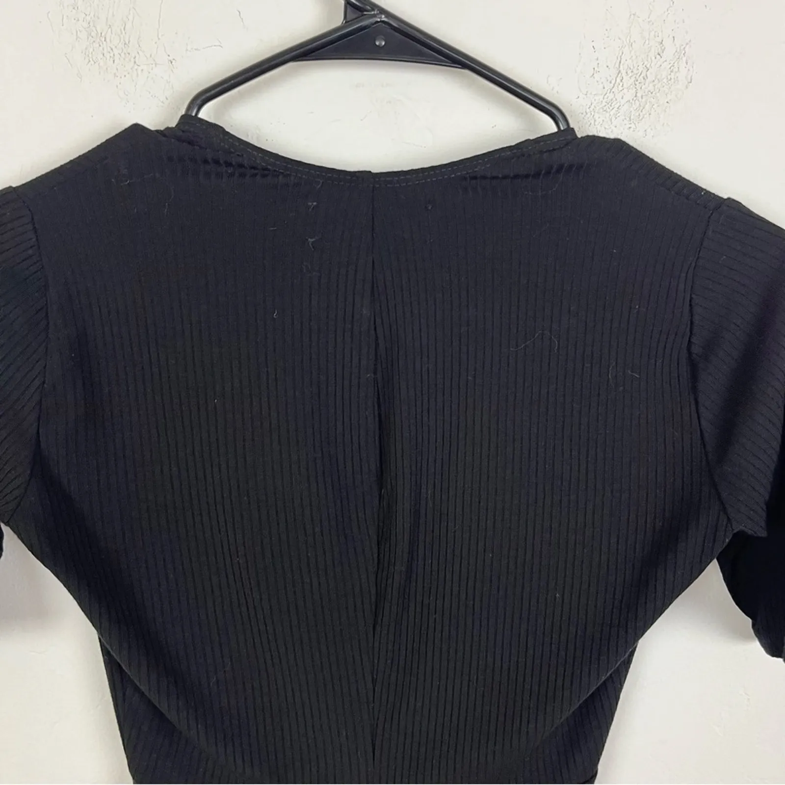 Reformation Black V Neck Ribbed Bodysuit XS - Image 4