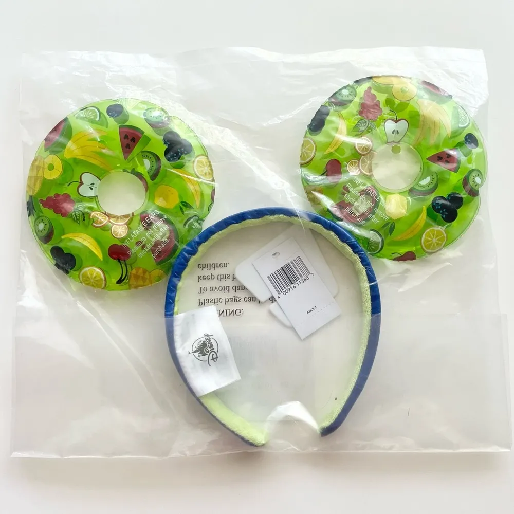 NWT Disney Parks Sweet Summer Green Fruit Print Pool Float Mouse Ear Headband - Image 3