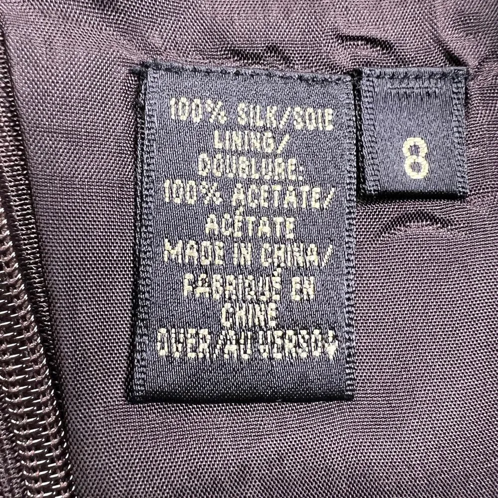 Dana Buchman 100% Silk Zip Up Fitted Peplum Shell Top Blouse Dark Brown Size 8 - Image 4