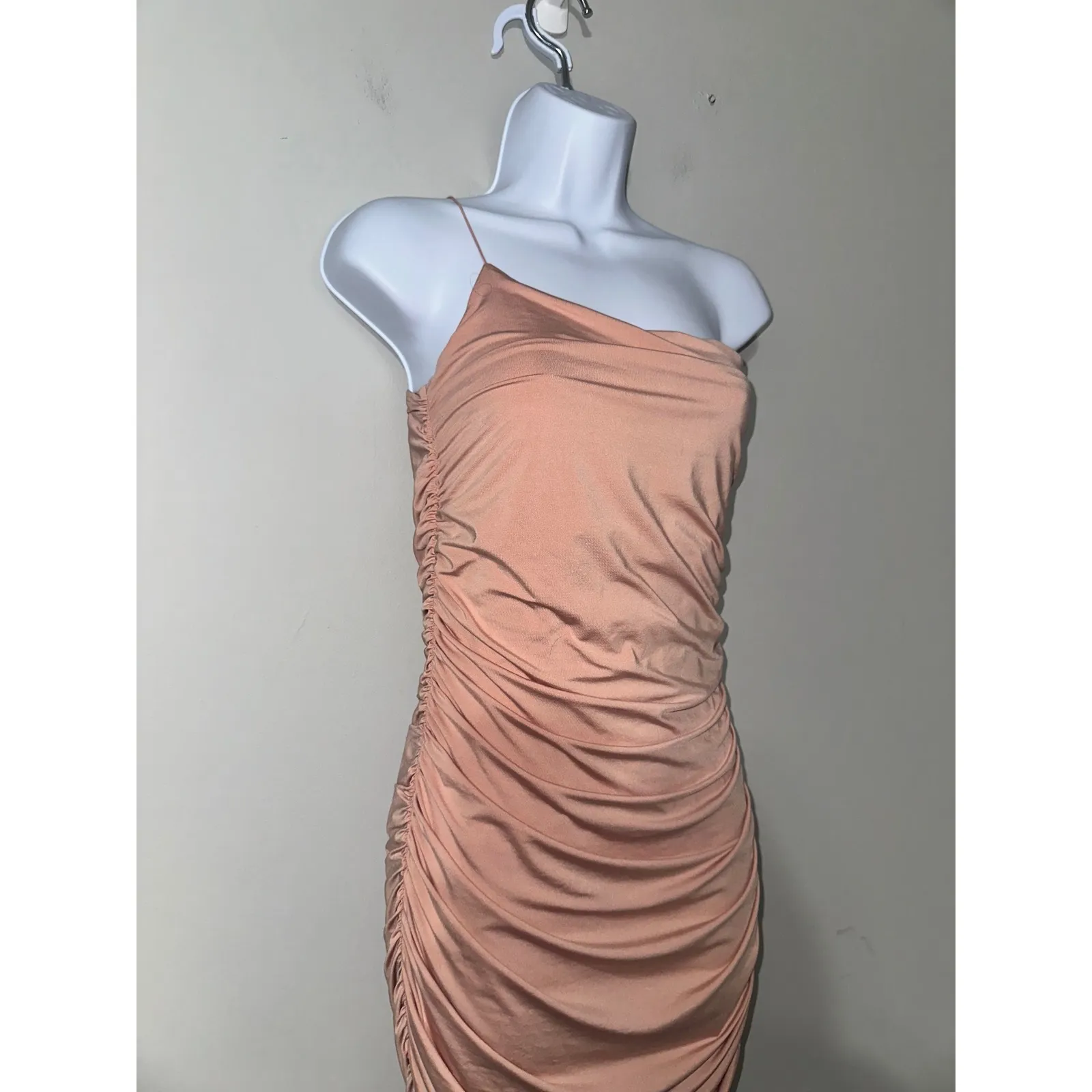 Oh Polly Womens One Shoulder Ruched Bodycon‎ Midi Dress Pink UK 12 US 8 - Image 2