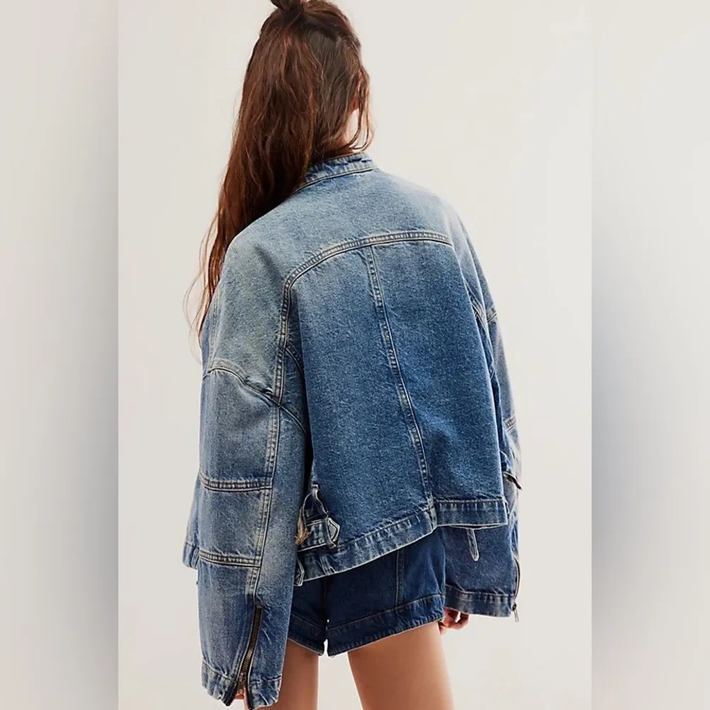 🌈NWT  - FREE PEOPLE Dia Denim Moto Jacket Size XL - Image 10