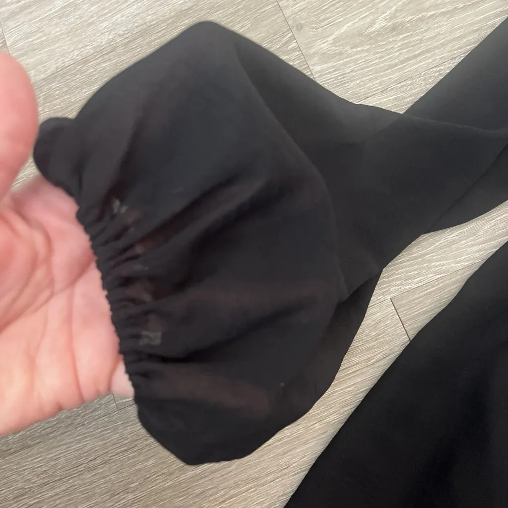 Show Me Your MUMU Womens L Blouse Black Long Balloon Sleeve Low Open Back Size L - Image 2