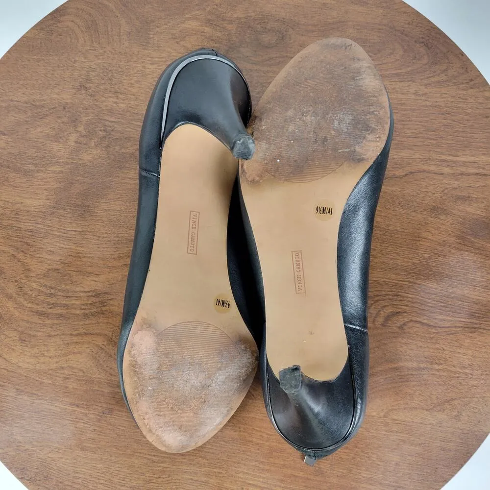 Vince Camuto Vyammi Womens Ankle Bootie Size 9.5 Black V-cut Leather Heeled Boot - Image 6